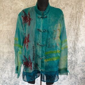 Francesca Rose Sheer Watercolor Silk Top - 2 Pieces